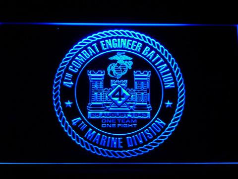 US Marine Corps 4th Combat Engineer Battalion LED Neon Sign
